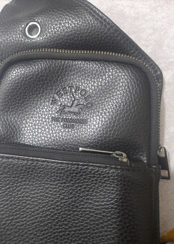 polo marka Siyah Deri Fermuarlı erkek orjinal Çapraz Çanta - Görsel 2