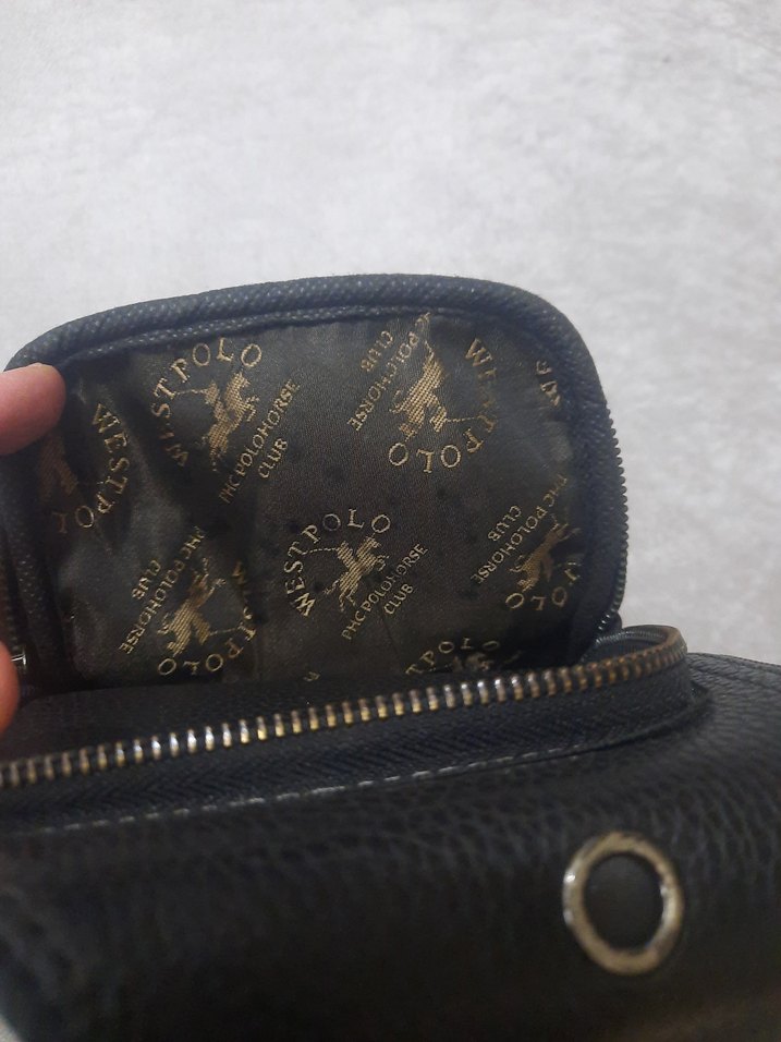 polo marka Siyah Deri Fermuarlı erkek orjinal Çapraz Çanta - Görsel 3