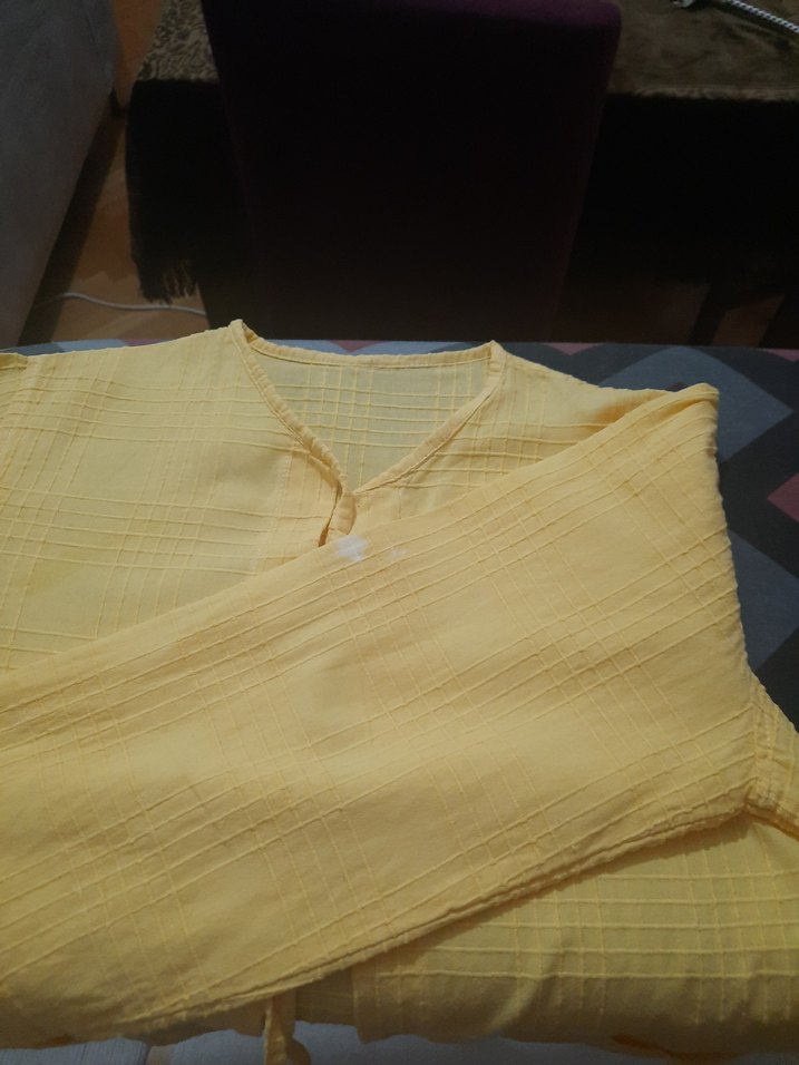 Sarı Uzun Kollu Keten Kadın ceket - Görsel 3