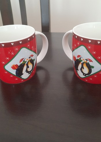 Kırmızı Penguen Desenli 2'li Kupa Seti - Görsel 2