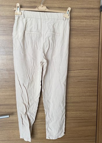 Bej Keten Salaş Midi Kadın Pantolon - Görsel 2