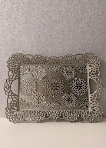 Gri Dekoratif Metal Tepsi - Görsel 2