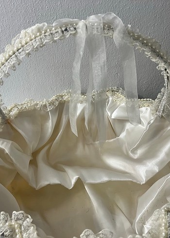 Dantel Detaylı Beyaz Sepet - Görsel 5