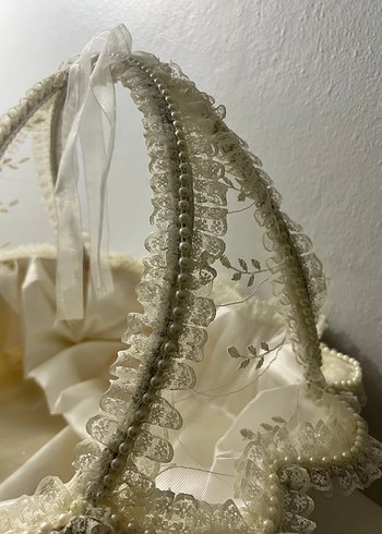 Dantel Detaylı Beyaz Sepet - Görsel 7