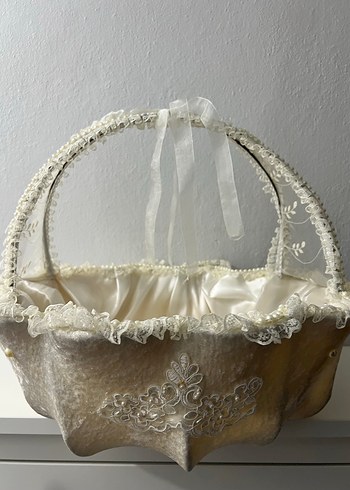 Dantel Detaylı Beyaz Sepet - Görsel 2