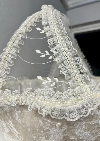 Dantel Detaylı Beyaz Sepet - Görsel 4