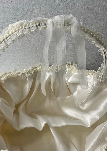 Dantel Detaylı Beyaz Sepet - Görsel 6