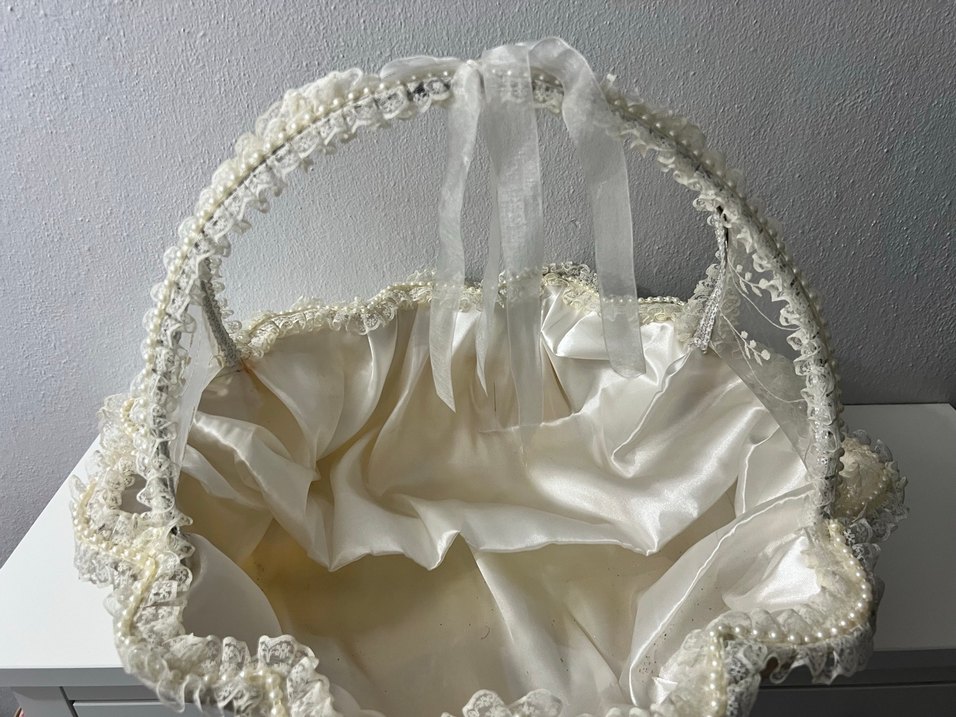 Dantel Detaylı Beyaz Sepet - Görsel 5