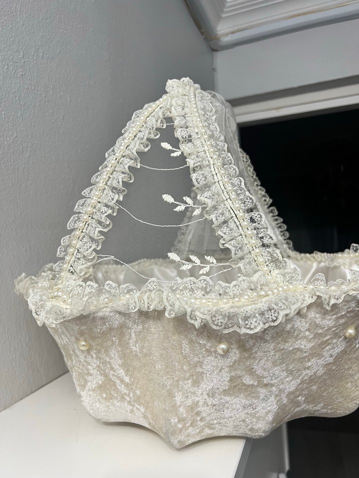 Dantel Detaylı Beyaz Sepet - Görsel 3