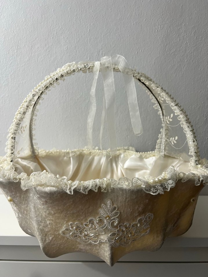 Dantel Detaylı Beyaz Sepet - Görsel 2