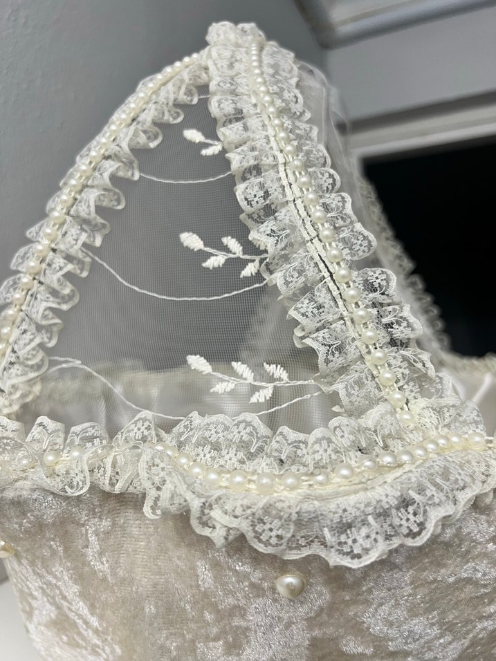 Dantel Detaylı Beyaz Sepet - Görsel 4