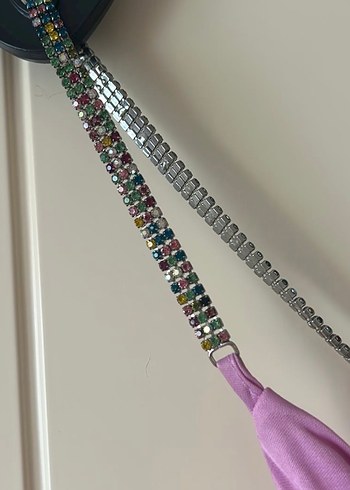 Kadın Pembe Mini V Yaka Saten Askılı Elbise - Görsel 2