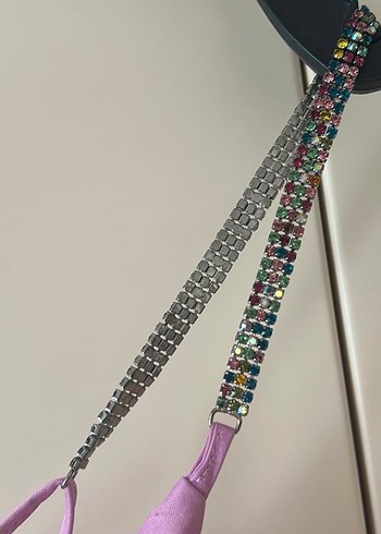 Kadın Pembe Mini V Yaka Saten Askılı Elbise - Görsel 3