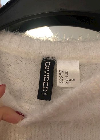 Kadın Beyaz Uzun Kollu Peluş H&M Kazak - Görsel 2