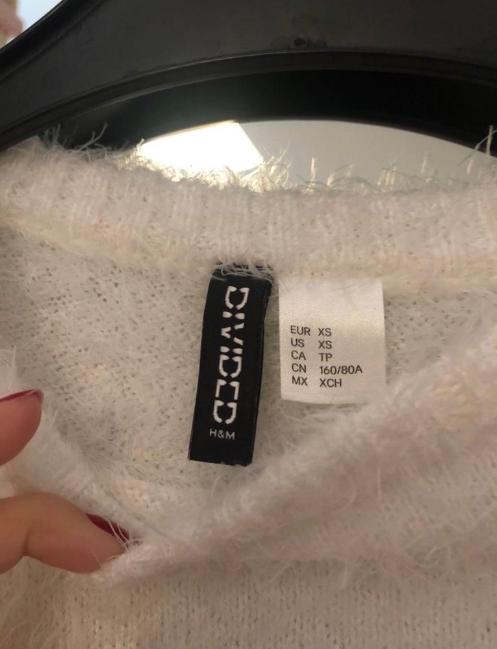 Kadın Beyaz Uzun Kollu Peluş H&M Kazak - Görsel 2