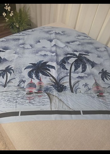 mavi desenli Vintage parça kumaş - Görsel 2