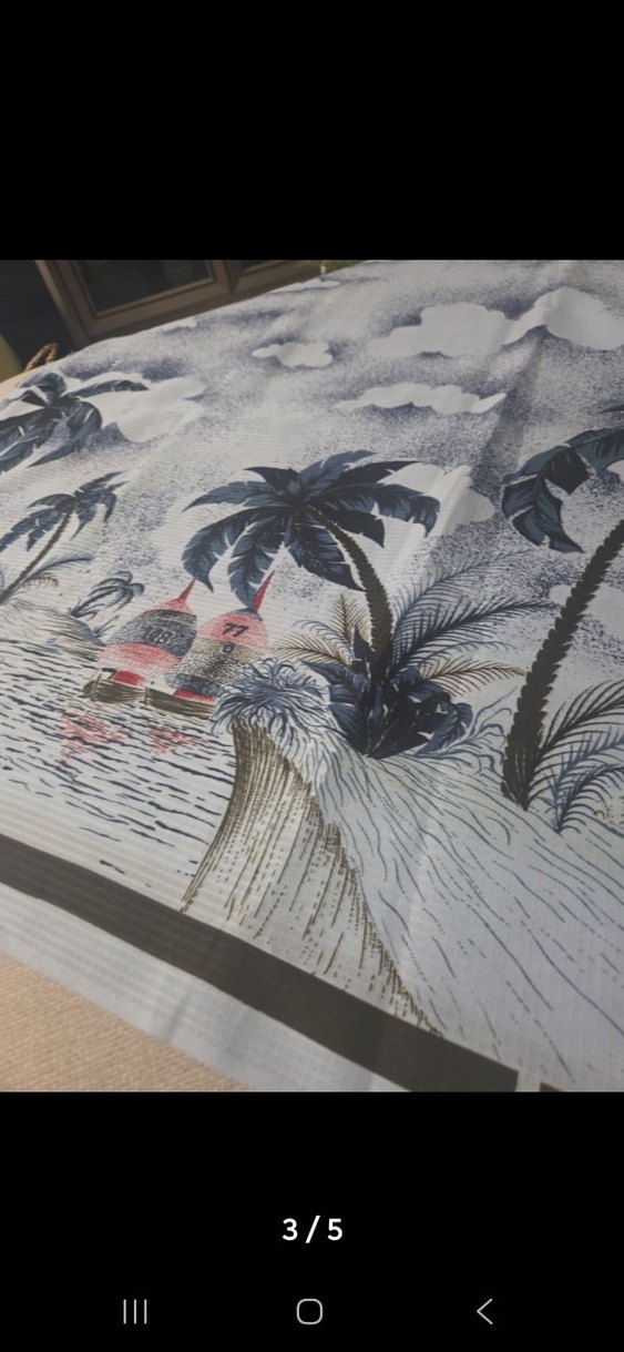 mavi desenli Vintage parça kumaş - Görsel 3