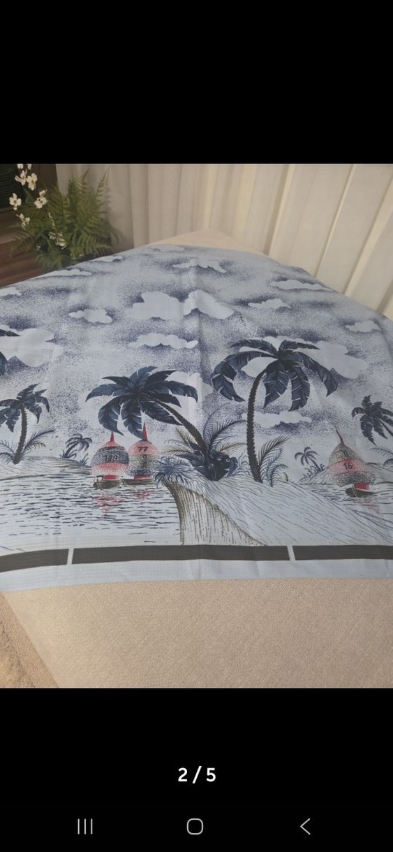 mavi desenli Vintage parça kumaş - Görsel 2