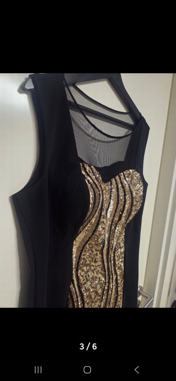 Kadın Altın Renkli Uzun Abiye Elbise - Görsel 3