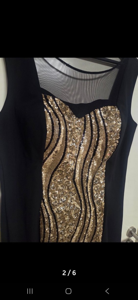 Kadın Altın Renkli Uzun Abiye Elbise - Görsel 2