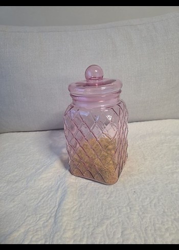 1 adet Pembe Cam kavanoz - Görsel 2