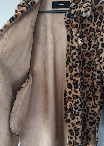 Leopar Desenli Kadın Suni Kürk Midi Ceket - Görsel 4