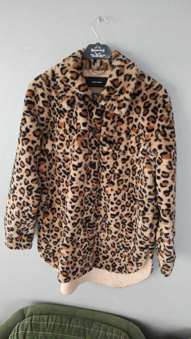Leopar Desenli Kadın Suni Kürk Midi Ceket - Görsel 5