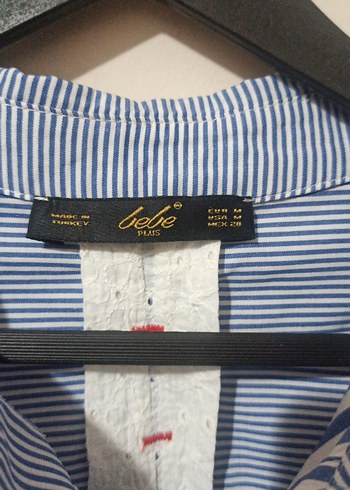 mavi beyaz çizgili bayan gömlek - Görsel 3