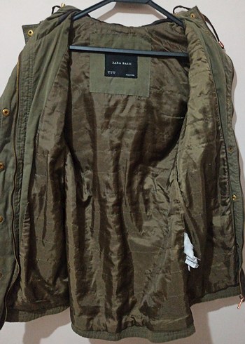 Kadın Haki Midi Boy Fermuarlı Ceket - Görsel 3