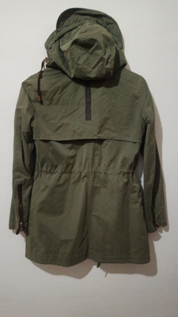 Kadın Haki Midi Boy Fermuarlı Ceket - Görsel 4