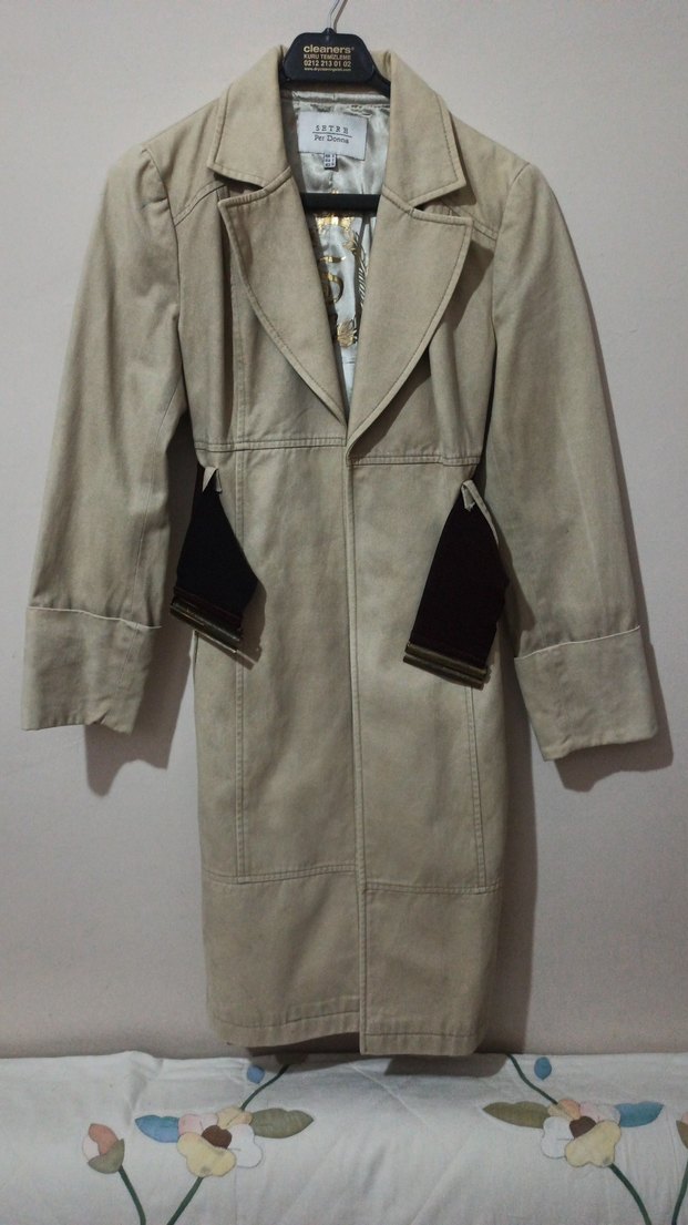 Bej Süet Midi Trençkot - Görsel 3