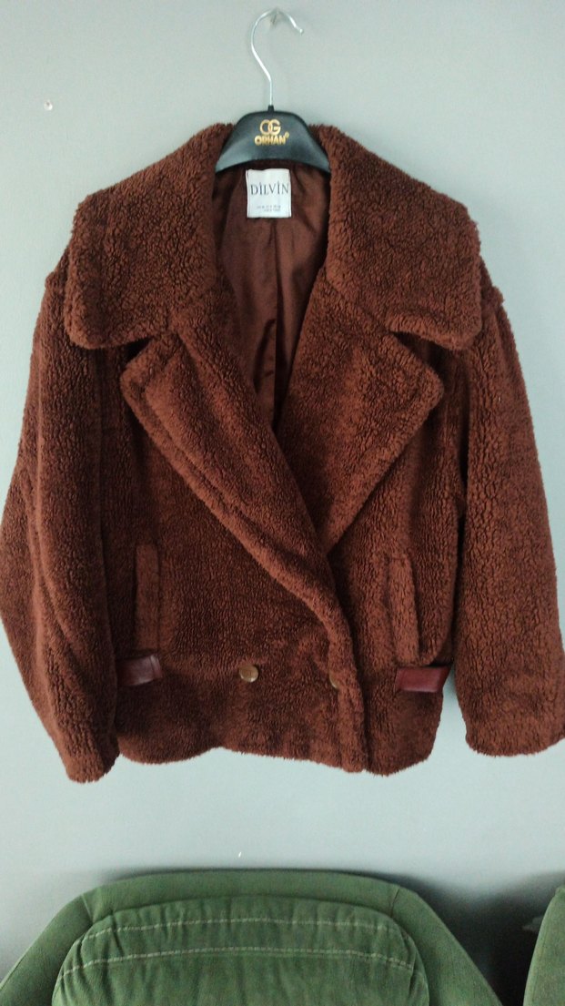 Kahverengi Kürklü Kadın Kısa Mont - Görsel 4