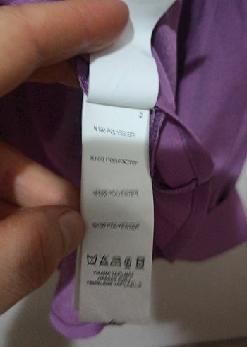 Mor V Yaka Uzun Kollu Kadın Gömlek - Görsel 3