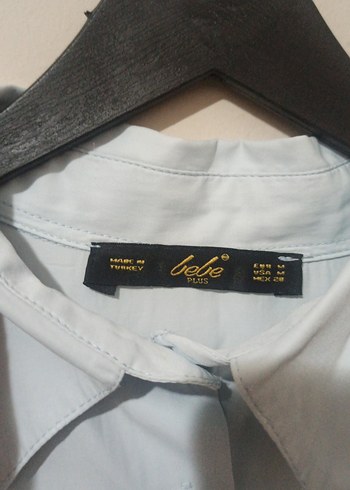 Kadın mavi arka desenli  Kumas Düğmeli Gömlek - Görsel 3