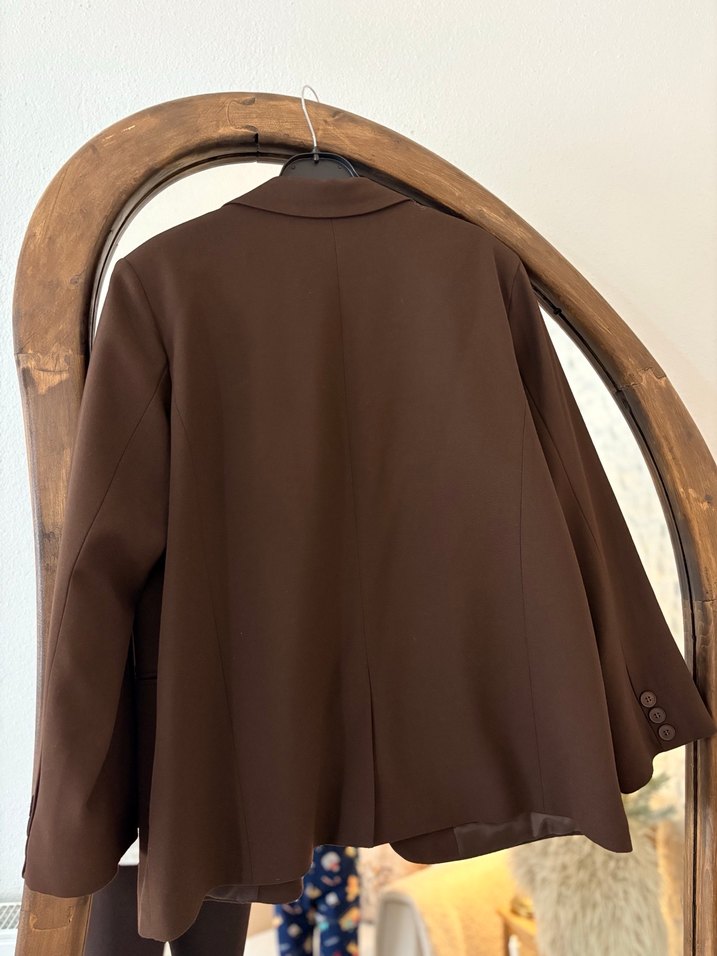 Kahverengi Kadın Midi Blazer Ceket - Görsel 2