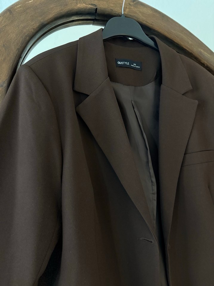 Kahverengi Kadın Midi Blazer Ceket - Görsel 3