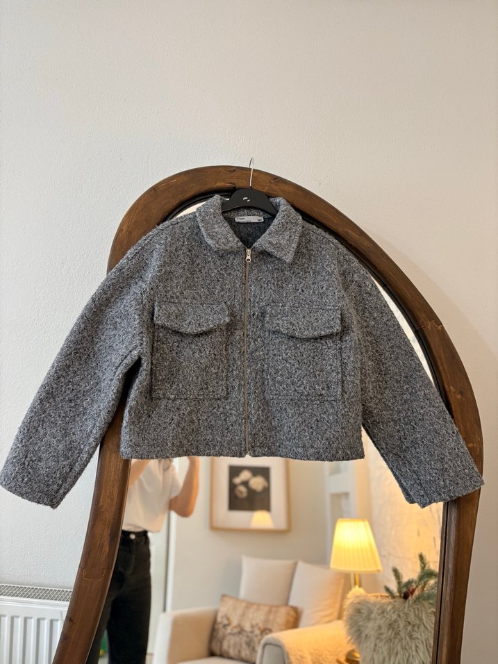 Gri kaşe ceket - Görsel 4