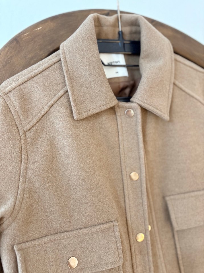 Düğmeli Kahverengi kaşe Kadın Ceket - Görsel 3