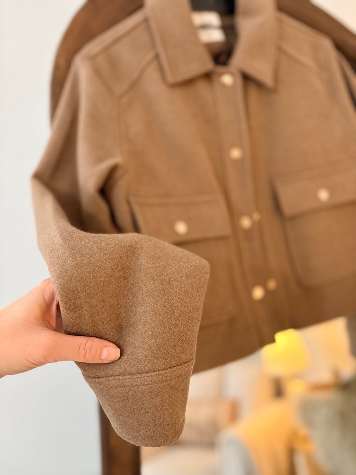 Düğmeli Kahverengi kaşe Kadın Ceket - Görsel 2