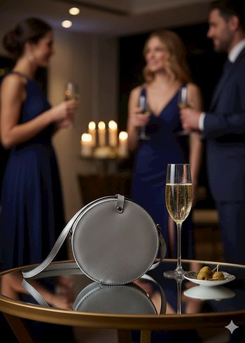 Retro Stil Silver Circle (Daire) Tasarım Çanta - Görsel 2