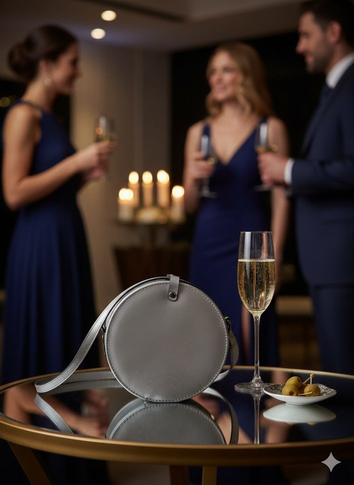 Retro Stil Silver Circle (Daire) Tasarım Çanta - Görsel 2