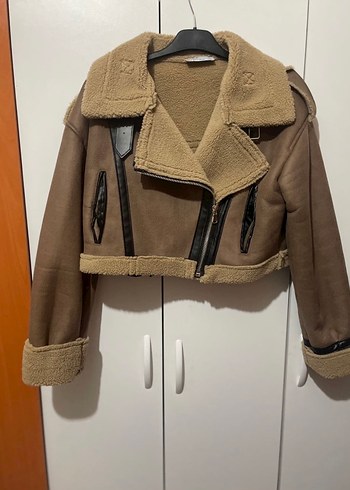 Kahverengi Kürklü Kısa Deri Kadın Ceket - Görsel 4