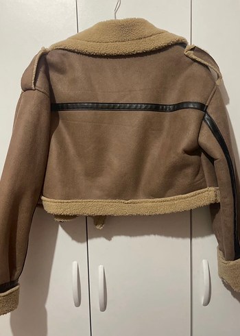 Kahverengi Kürklü Kısa Deri Kadın Ceket - Görsel 2