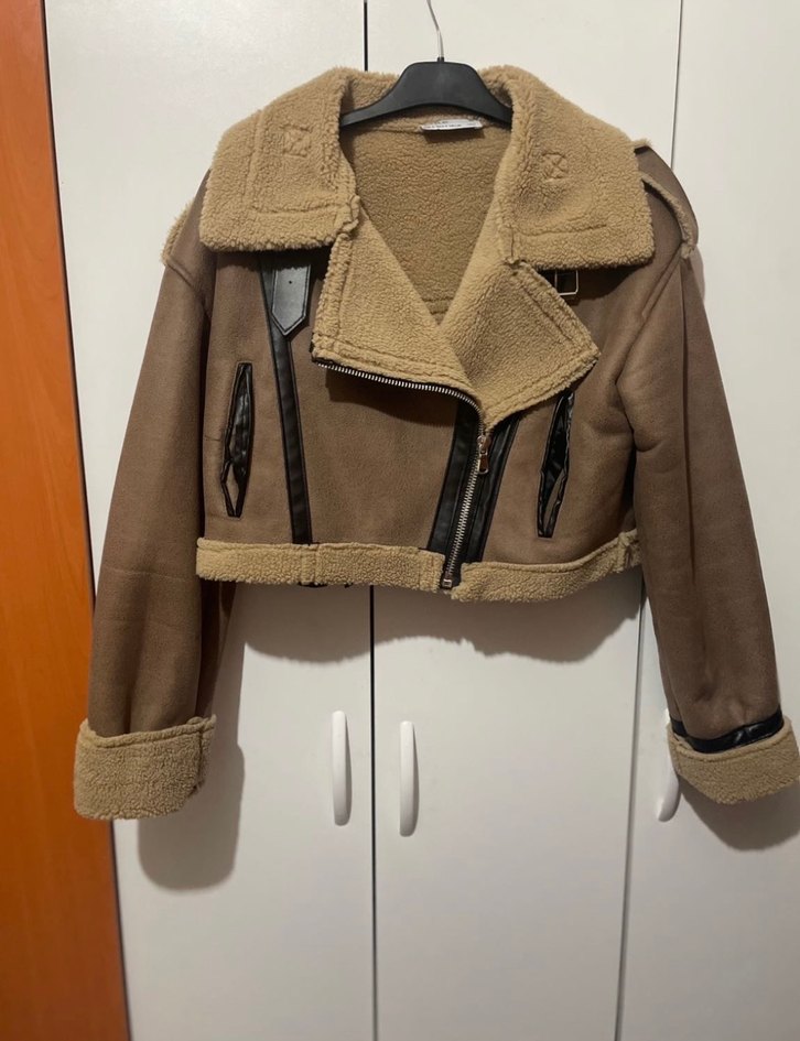 Kahverengi Kürklü Kısa Deri Kadın Ceket - Görsel 4