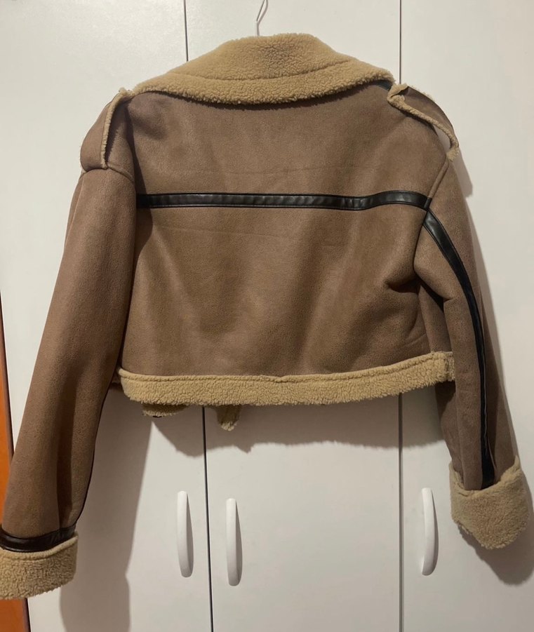 Kahverengi Kürklü Kısa Deri Kadın Ceket - Görsel 2