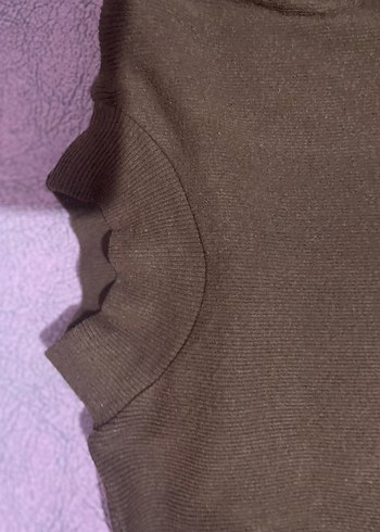 Kahverengi Boğazlı Uzun Kollu Triko Kazak - Görsel 5