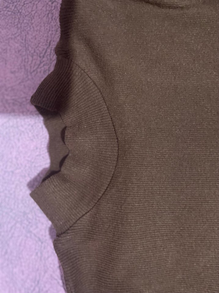 Kahverengi Boğazlı Uzun Kollu Triko Kazak - Görsel 5