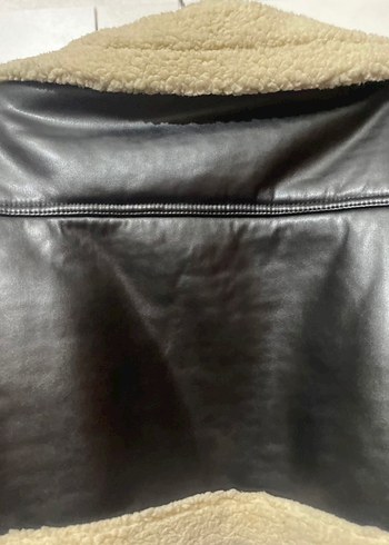 Kürklü Kısa Siyah Deri Kadın Ceket - Görsel 3