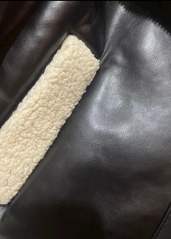 Kürklü Kısa Siyah Deri Kadın Ceket - Görsel 2