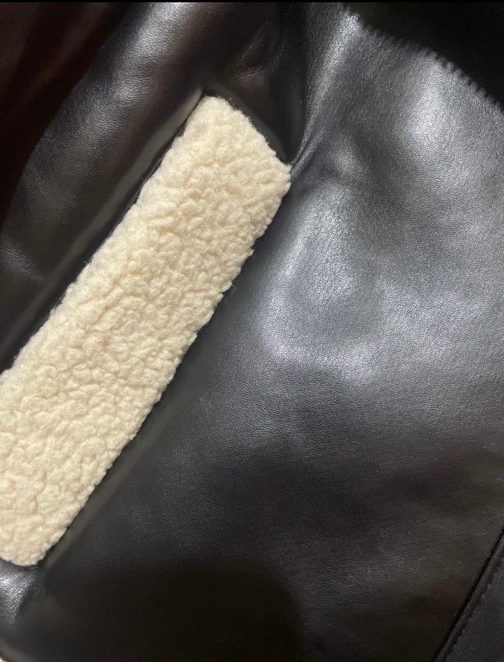 Kürklü Kısa Siyah Deri Kadın Ceket - Görsel 2